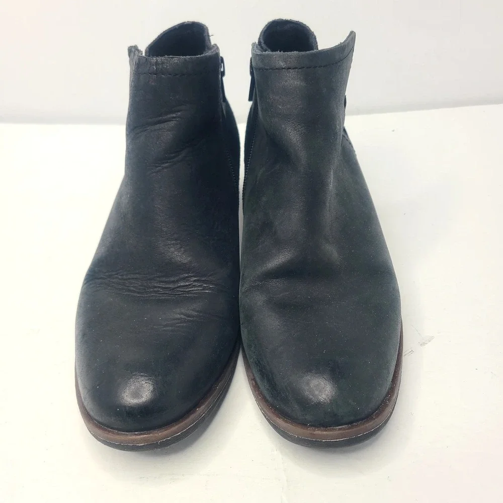 Korks Sonya‎ Women's Black Leather Suede Zip Up Ankle Bootie Sz 8 M